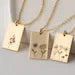 Personalized Birth Flower Necklace with Name – Custom Engraved Floral Pendant, Meaningful Gift | Rectangular Pendant