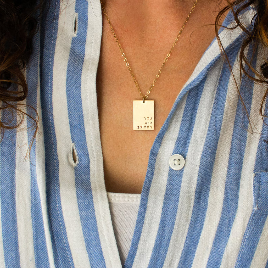 Personalized Birth Flower Necklace with Name – Custom Engraved Floral Pendant, Meaningful Gift | Rectangular Pendant