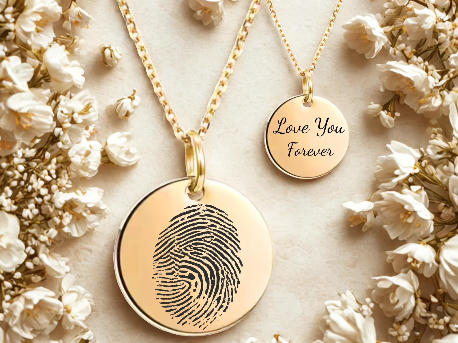 Fingerprint Name Necklace – A Custom Engraved Keepsake of Love - Round Shape Pendant