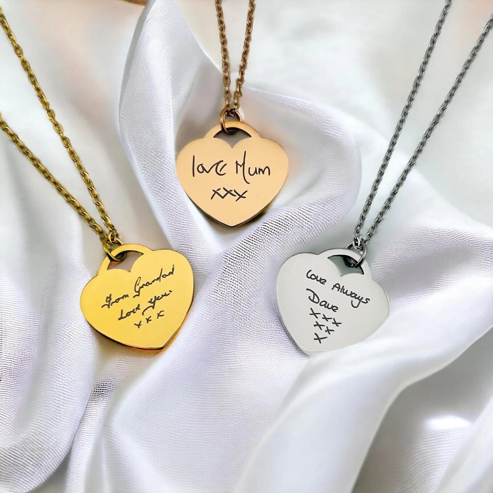 Custom Handwriting Necklace | A Timeless Keepsake Made Just for You | Heart Shape Pendant