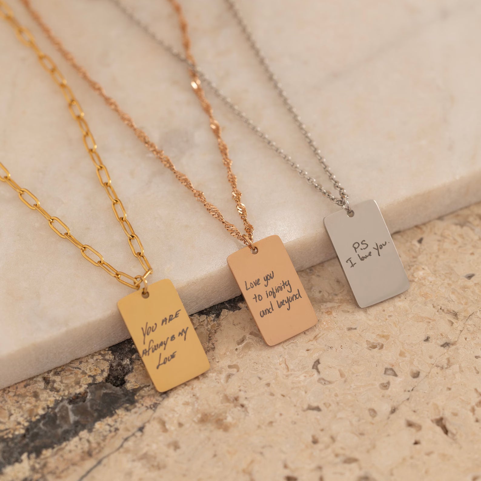 Custom Handwriting Necklace | A Timeless Keepsake Made Just for You | Rectangle Shape Pendant