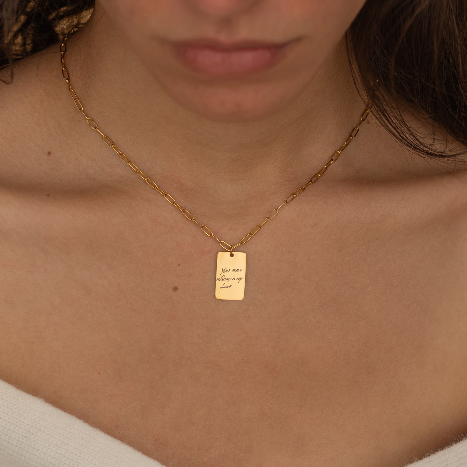 Custom Handwriting Necklace | A Timeless Keepsake Made Just for You | Rectangle Shape Pendant