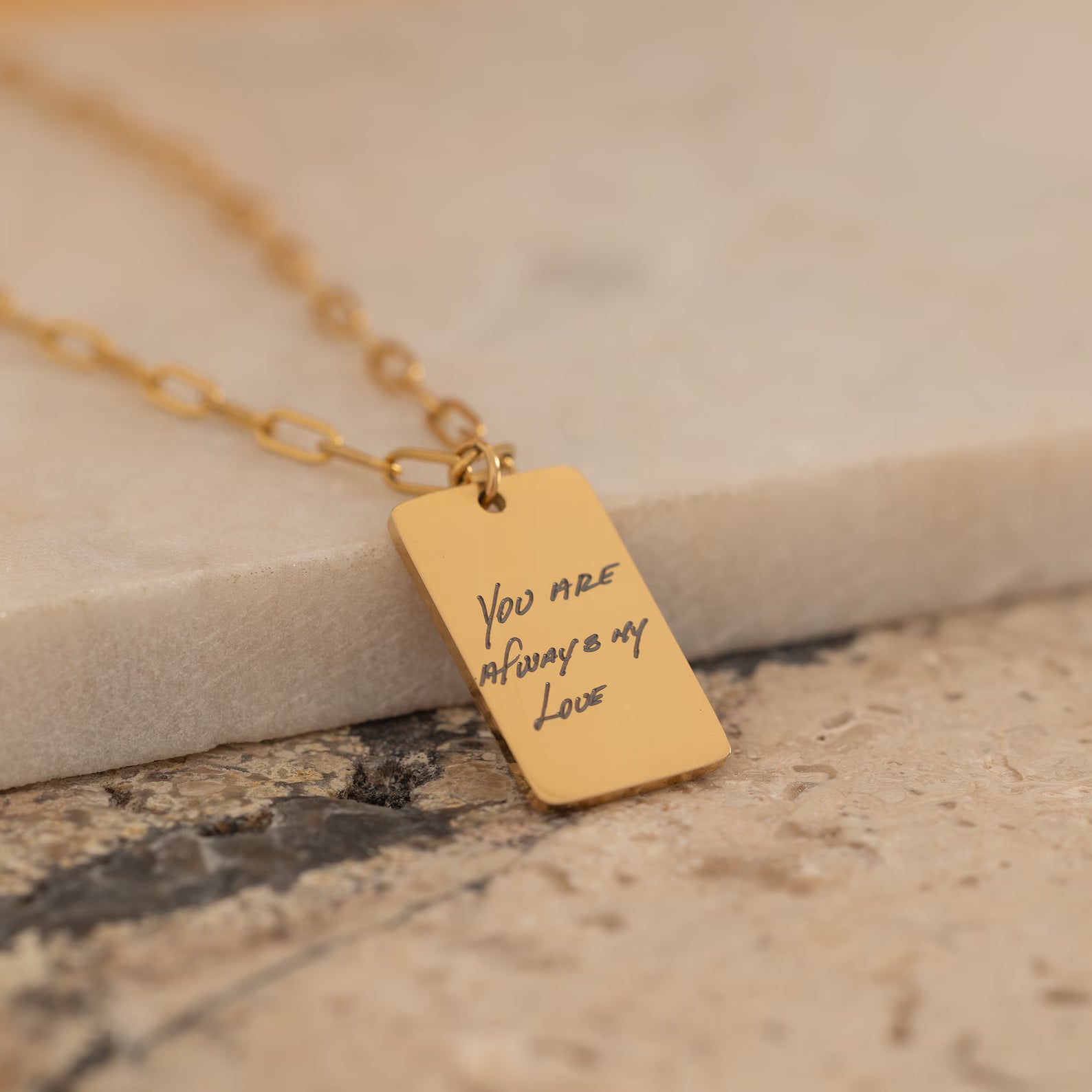Custom Handwriting Necklace | A Timeless Keepsake Made Just for You | Rectangle Shape Pendant