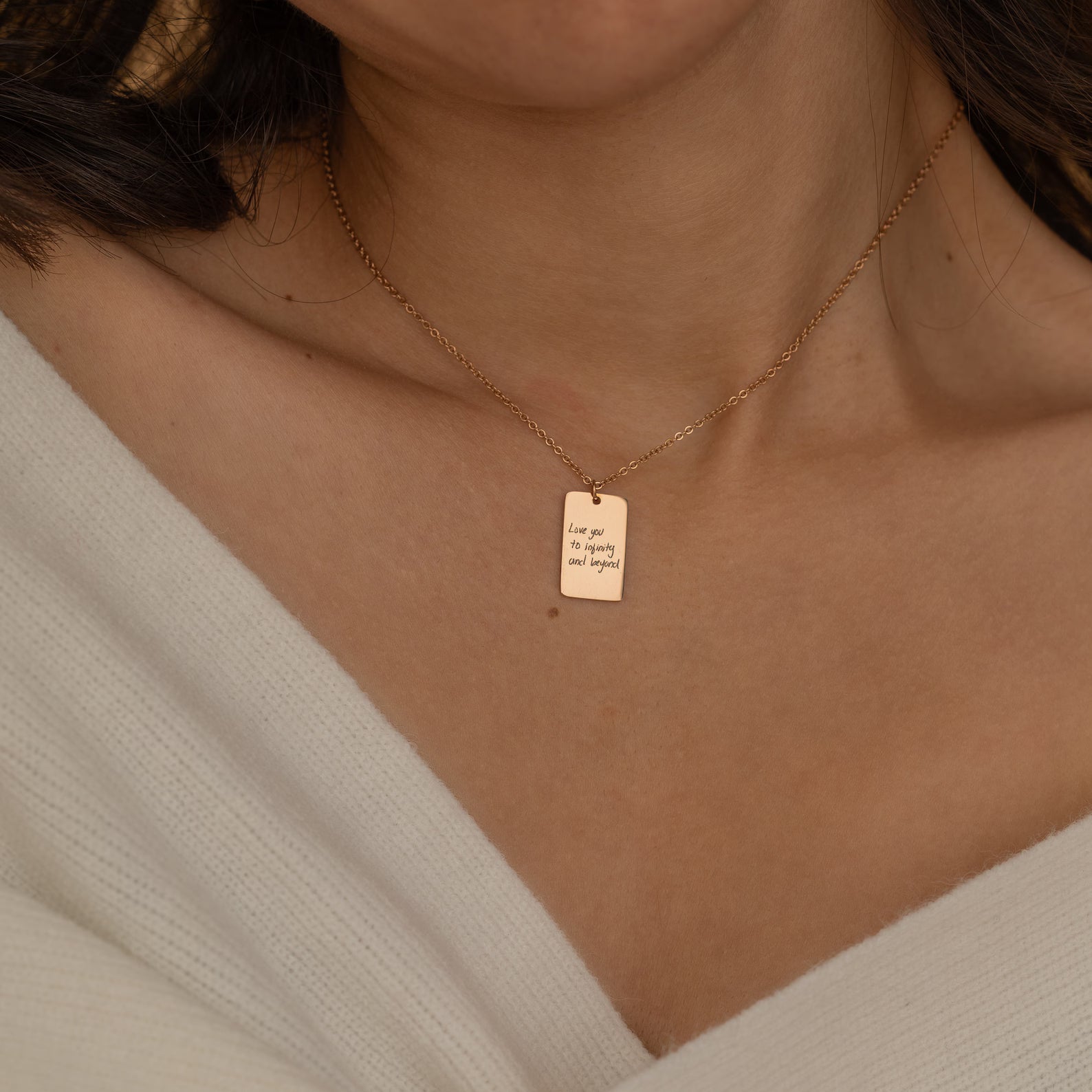 Custom Handwriting Necklace | A Timeless Keepsake Made Just for You | Rectangle Shape Pendant