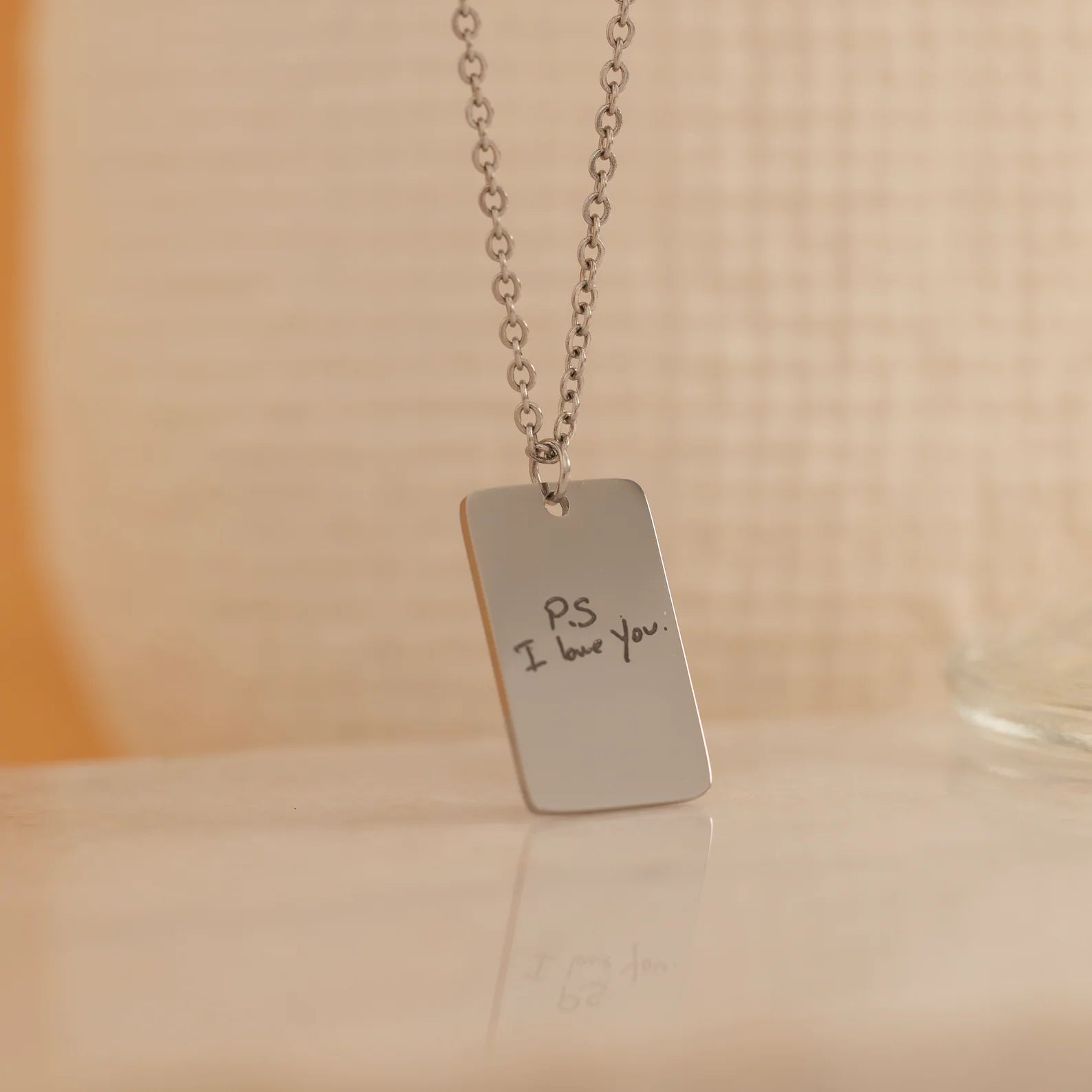 Custom Handwriting Necklace | A Timeless Keepsake Made Just for You | Rectangle Shape Pendant