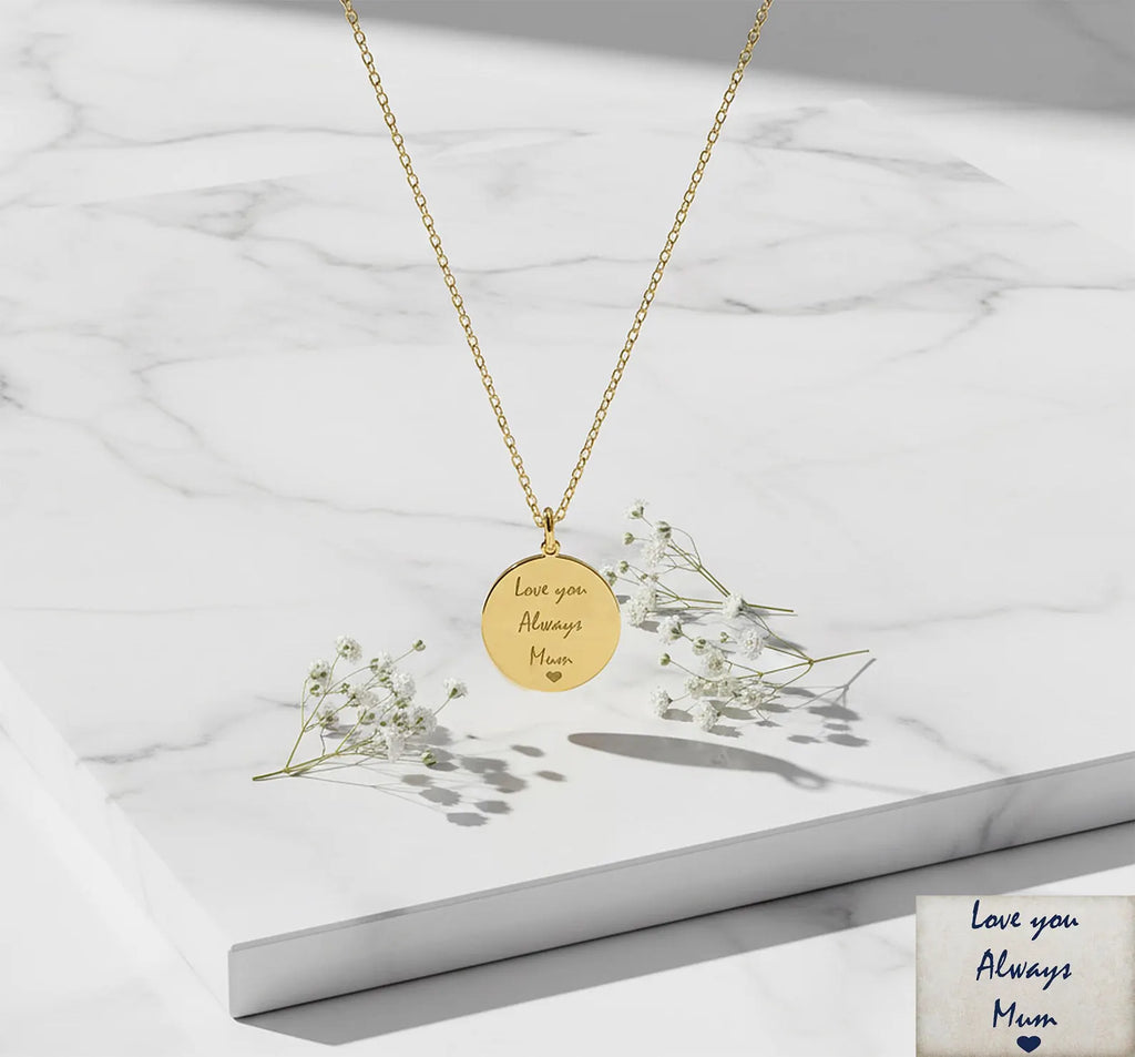 Custom Handwriting Necklace | A Timeless Keepsake Made Just for You | Round Shape Pendant