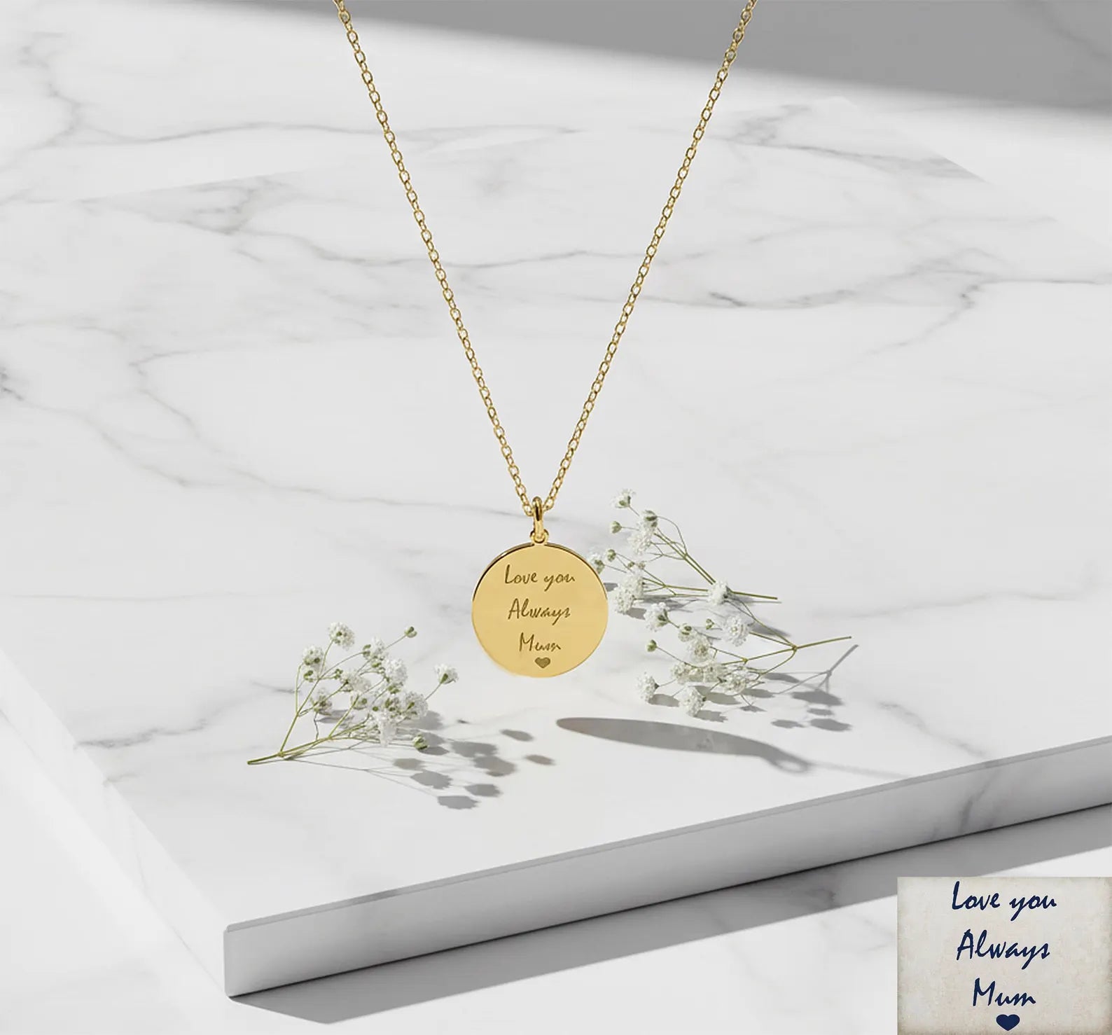 Custom Handwriting Necklace | A Timeless Keepsake Made Just for You | Round Shape Pendant