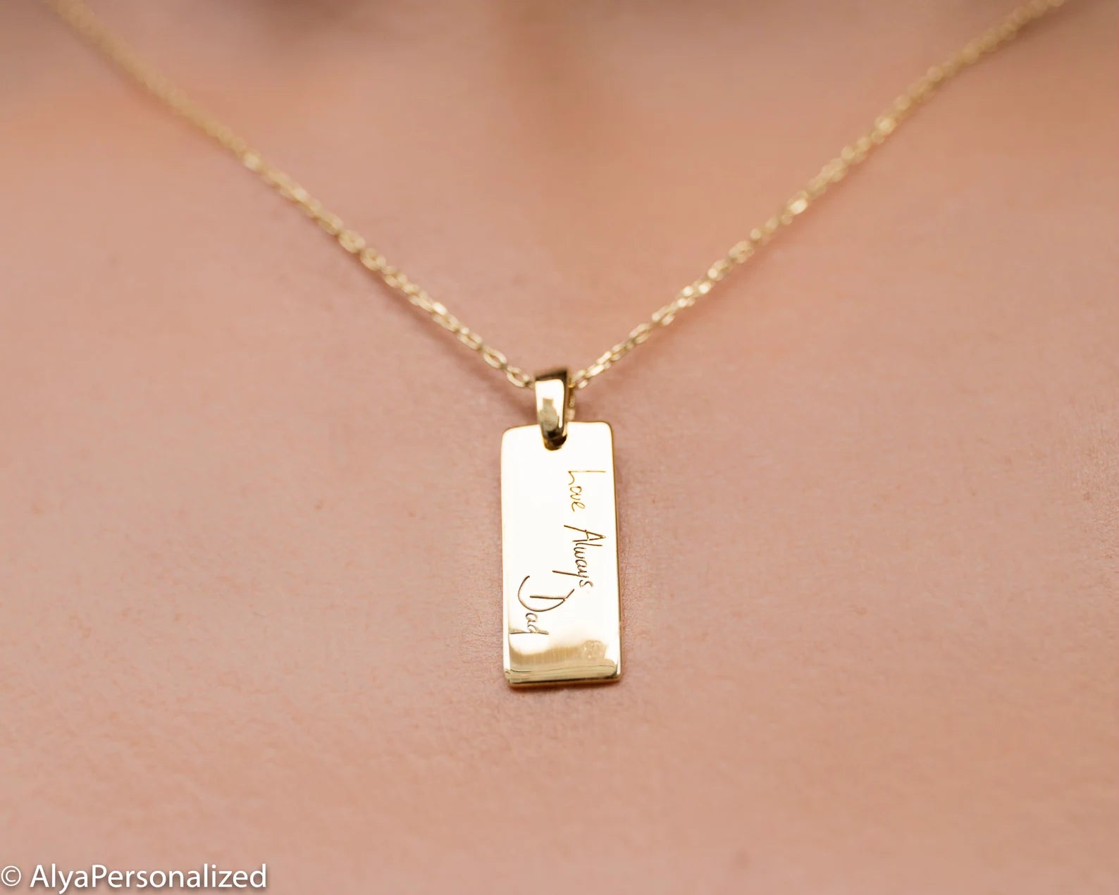 Custom Handwriting Necklace | A Timeless Keepsake Made Just for You | Rectangle Flat Shape Pendant