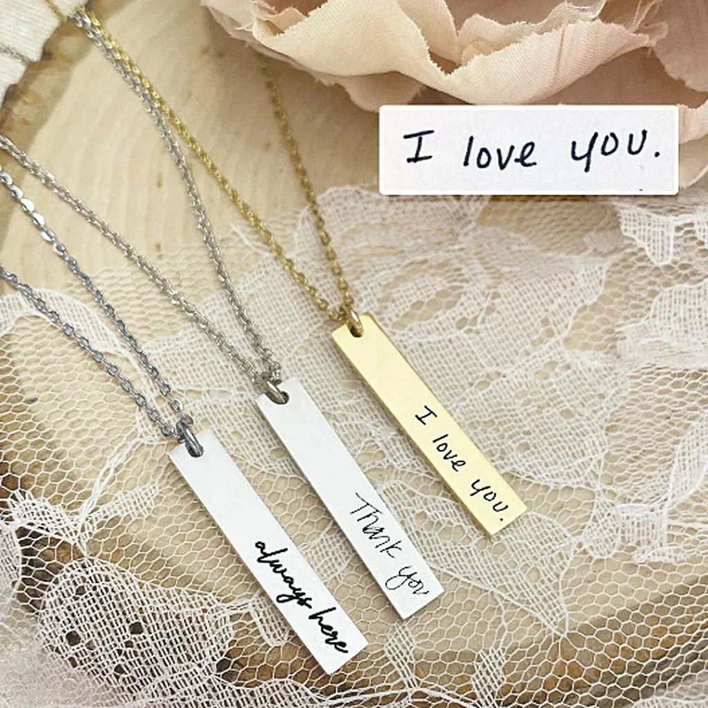 Custom Handwriting Necklace | A Timeless Keepsake Made Just for You | Rectangle Flat Shape Pendant