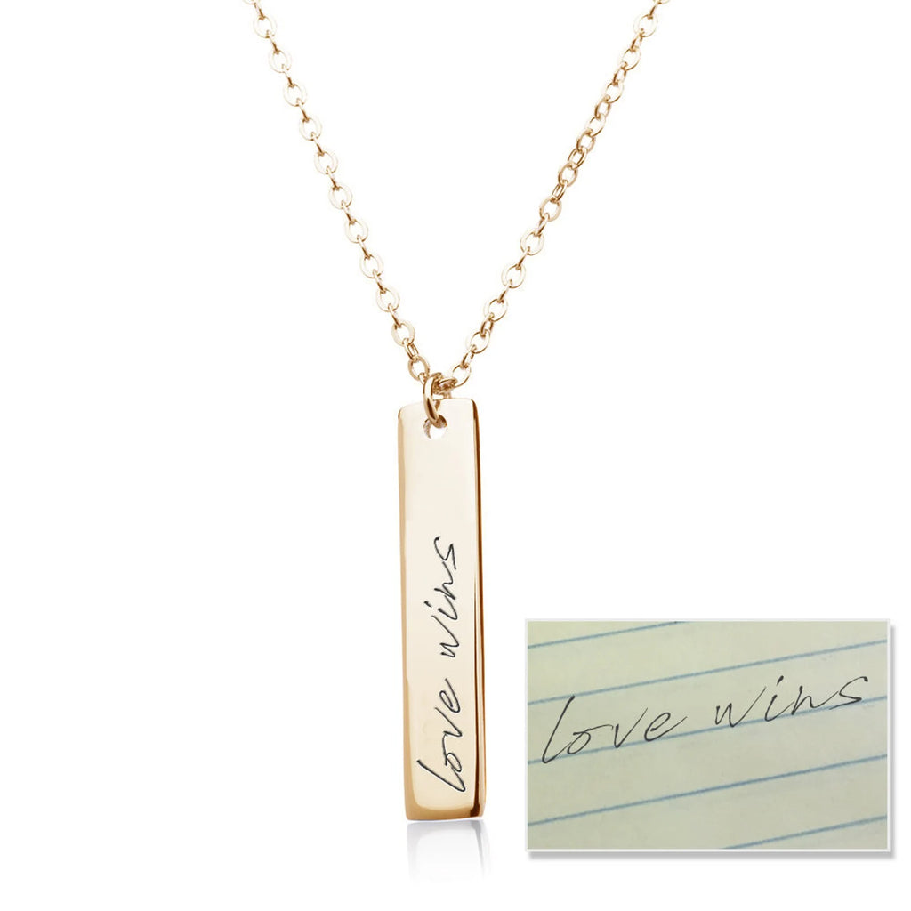 Custom Handwriting Necklace | A Timeless Keepsake Made Just for You | Rectangle Flat Shape Pendant