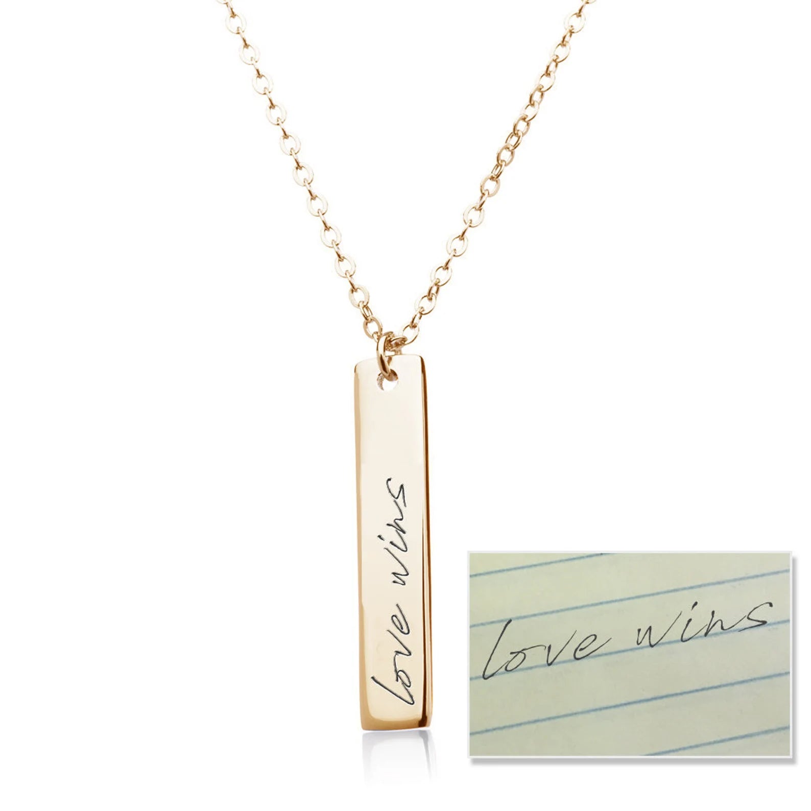 Custom Handwriting Necklace | A Timeless Keepsake Made Just for You | Rectangle Flat Shape Pendant