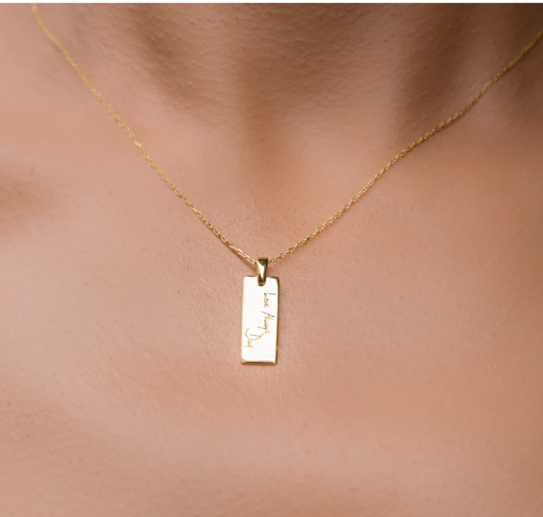 Custom Handwriting Necklace | A Timeless Keepsake Made Just for You | Rectangle Flat Shape Pendant