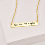 Custom Handwriting Necklace - Rectangle Flat Bar Pendant