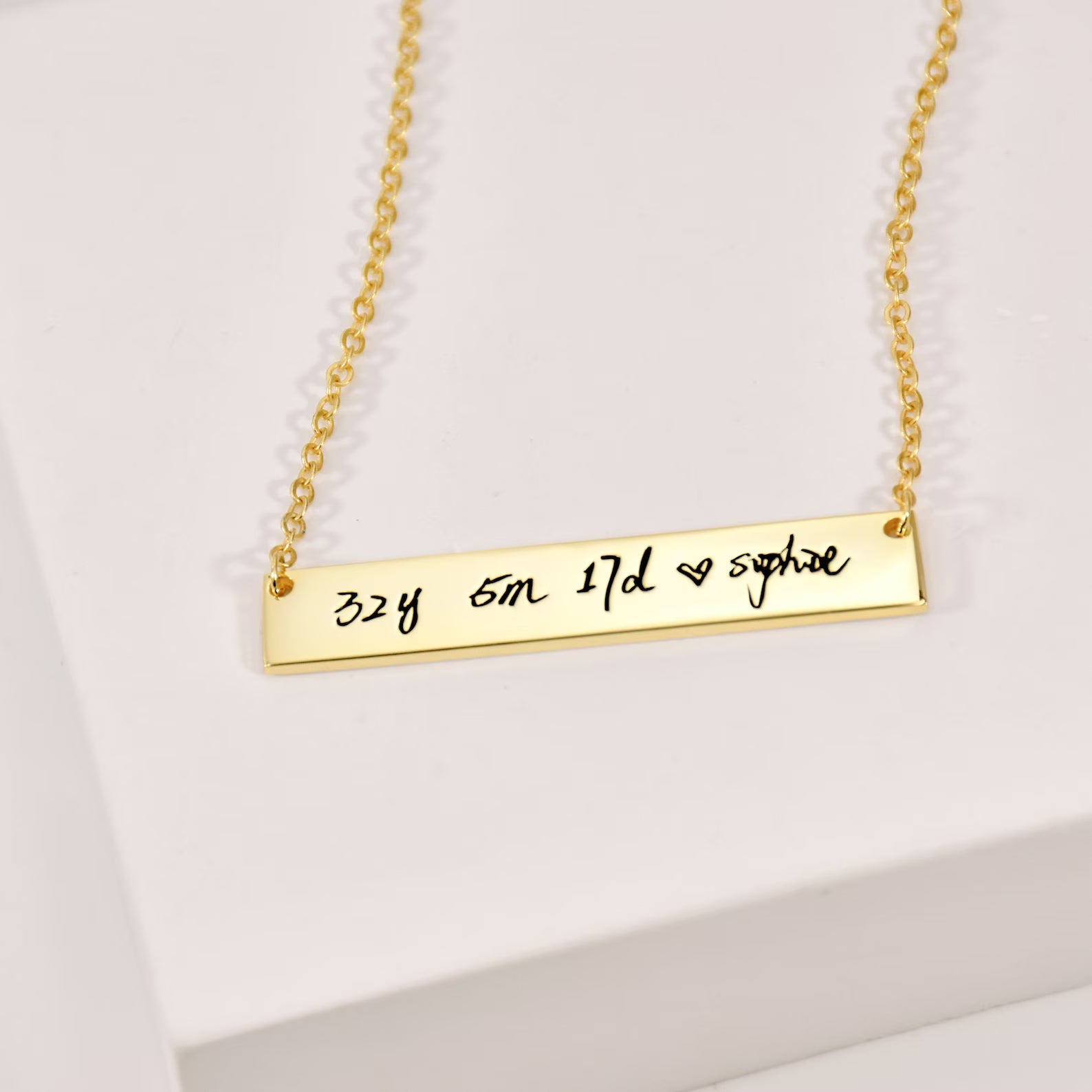 Custom Handwriting Necklace | A Timeless Keepsake Made Just for You | Rectangle Flat Bar Pendant