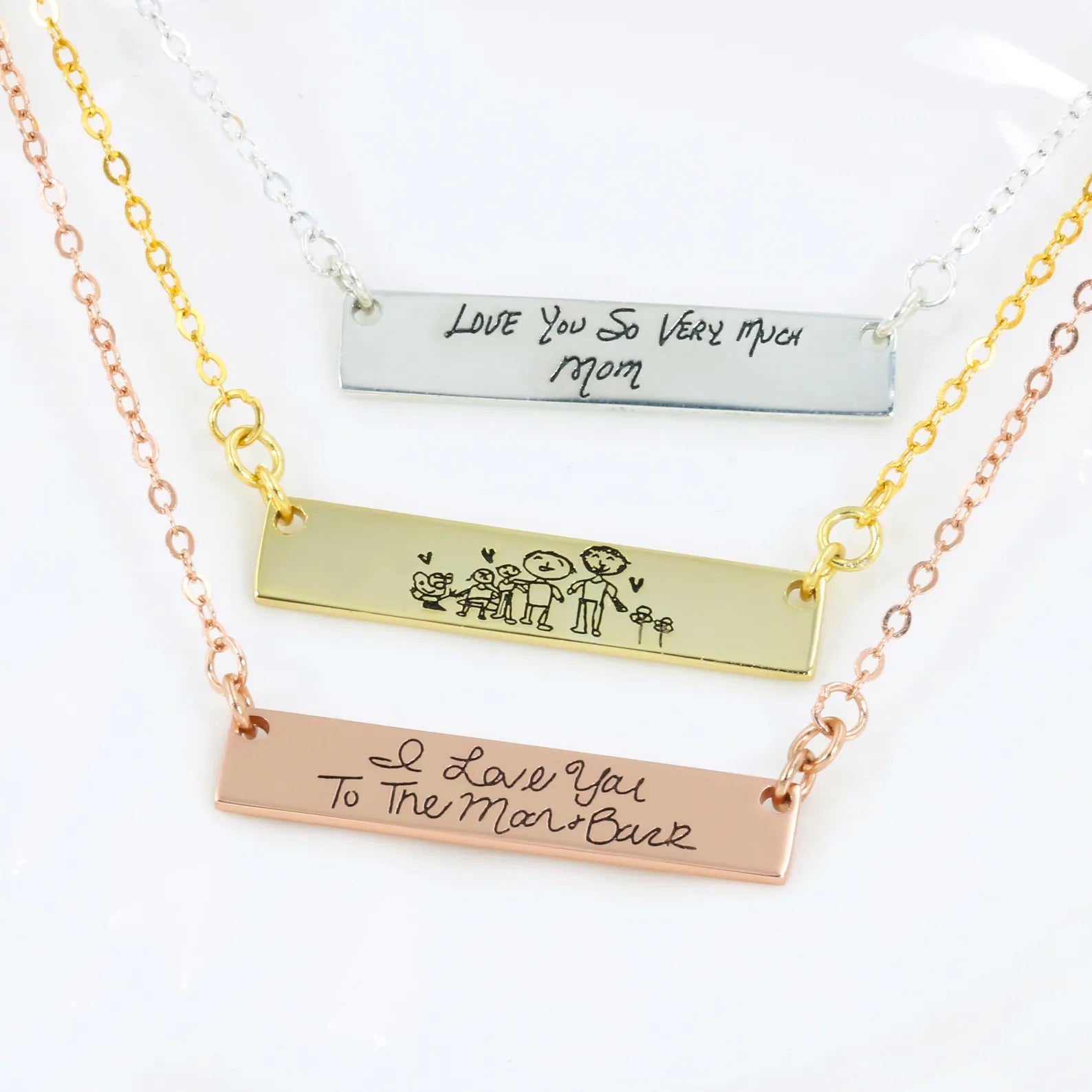 Custom Handwriting Necklace | A Timeless Keepsake Made Just for You | Rectangle Flat Bar Pendant