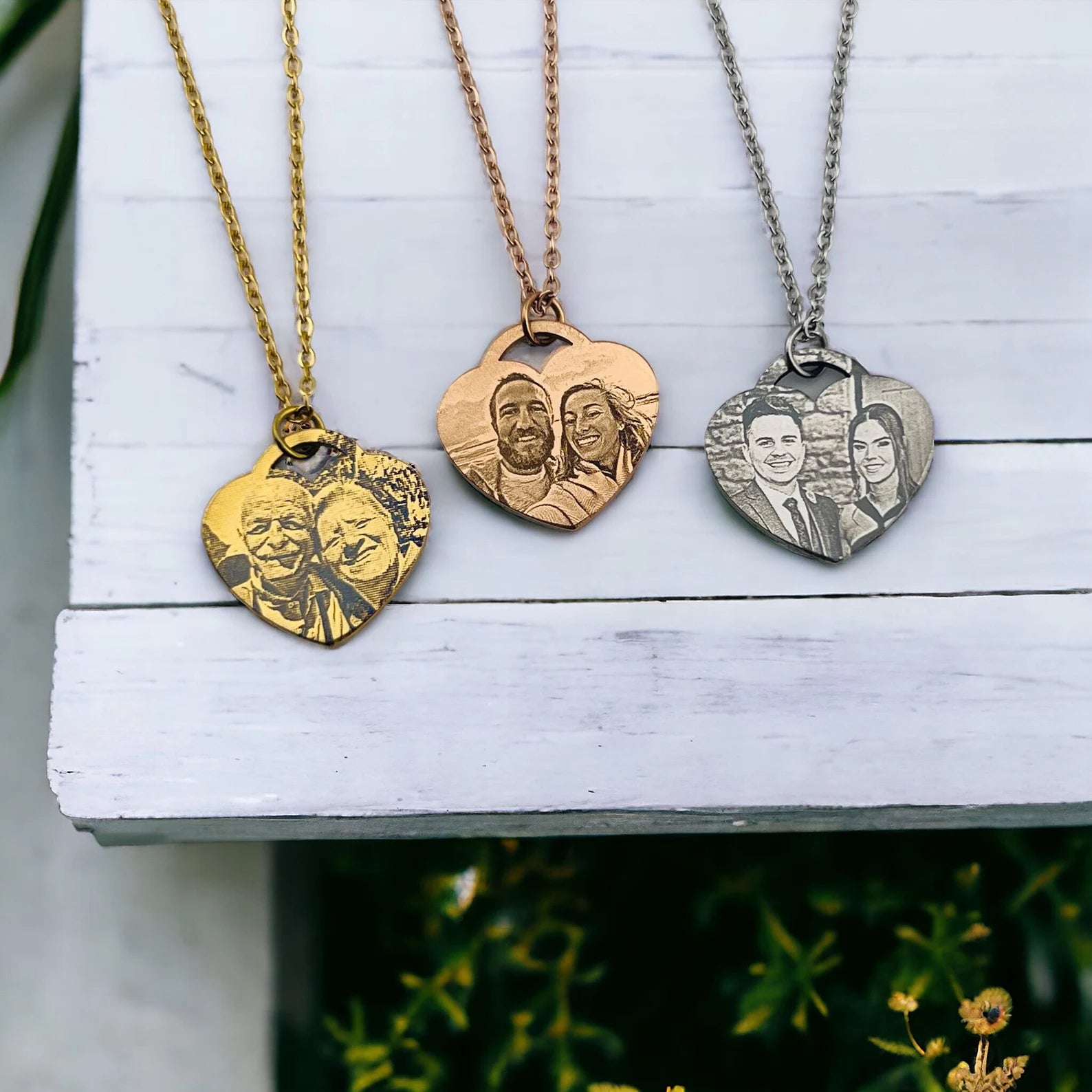 Personalised Photo Heart Necklace | Custom Portrait Necklace | Heart Shape Pendant