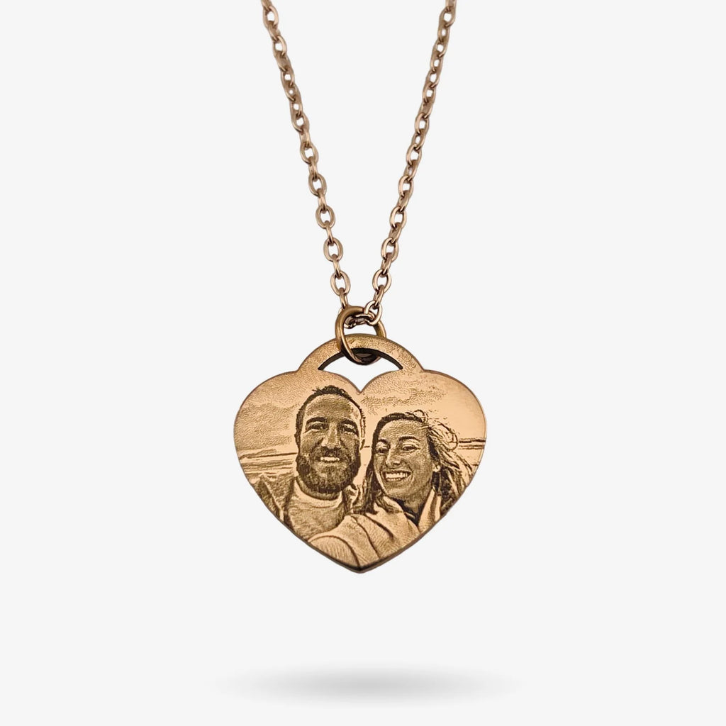 Personalised Photo Heart Necklace | Custom Portrait Necklace | Heart Shape Pendant