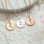 Personalized Birth Flower Necklace With Name – Birthday or Valentine’s Day Jewelry