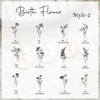 Personalized Birth Flower Necklace with Name – Custom Engraved Floral - Heart Shape Pendant