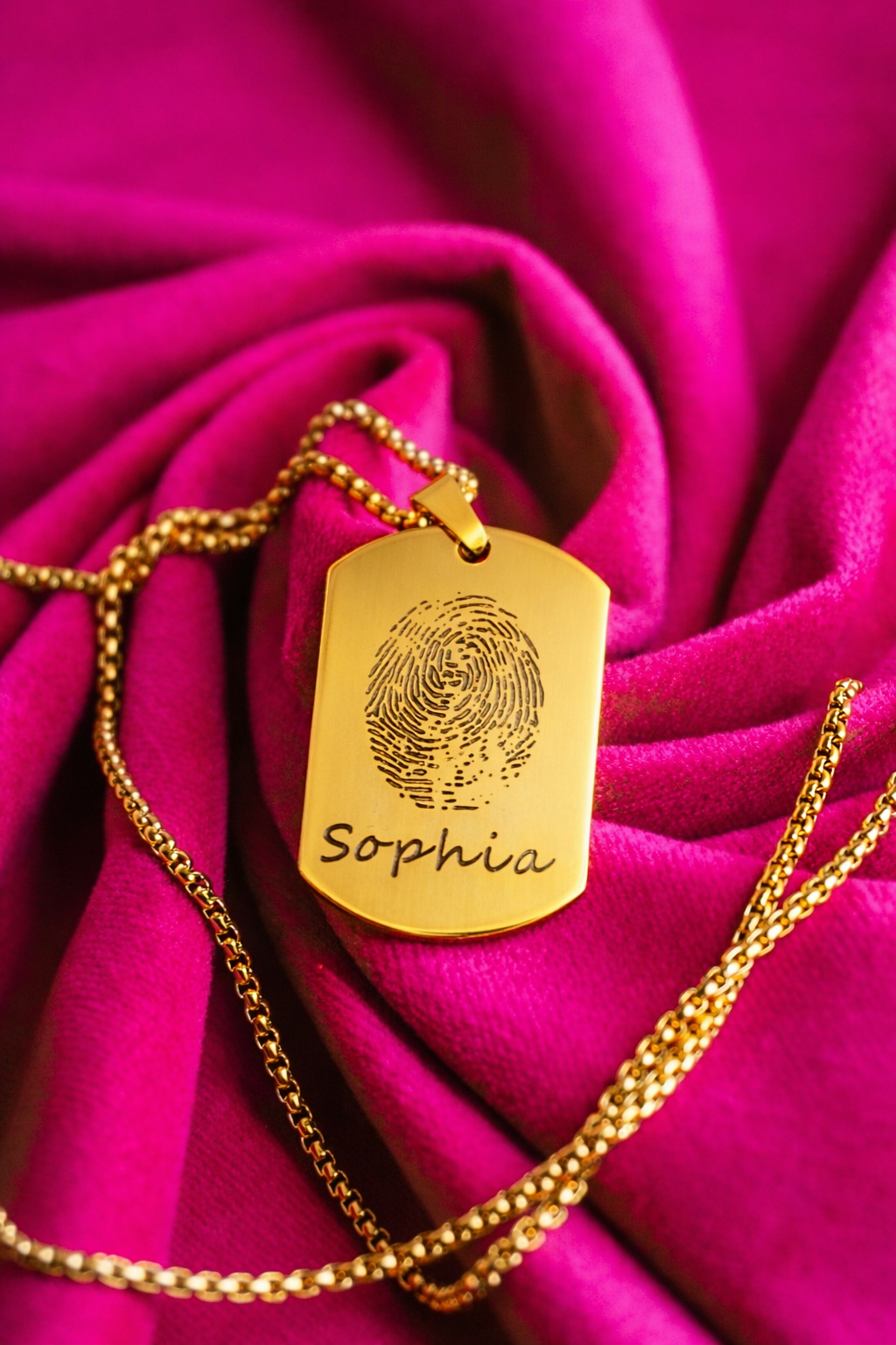 Fingerprint Name Necklace – A Custom Engraved Keepsake of Love - Round Shape Pendant