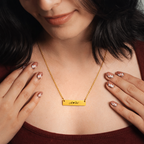 Custom Handwriting Necklace - Rectangle Flat Bar Pendant