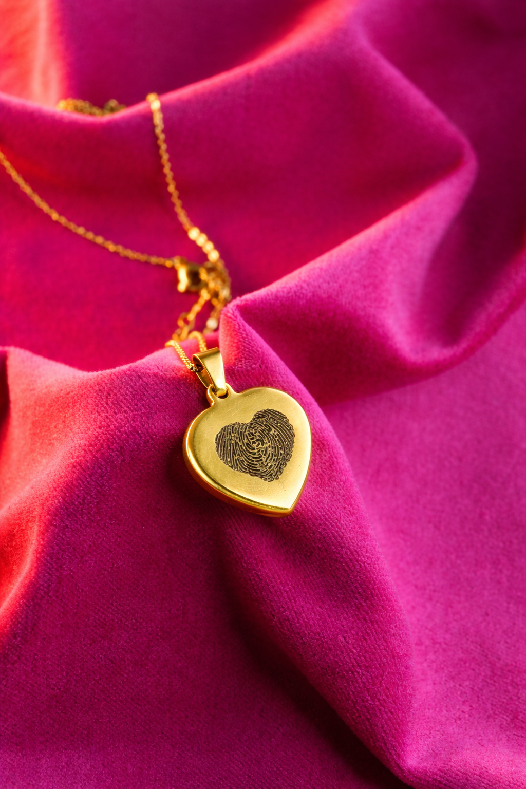 Fingerprint Name Necklace – A Custom Engraved Keepsake of Love - Heart Shape Pendant