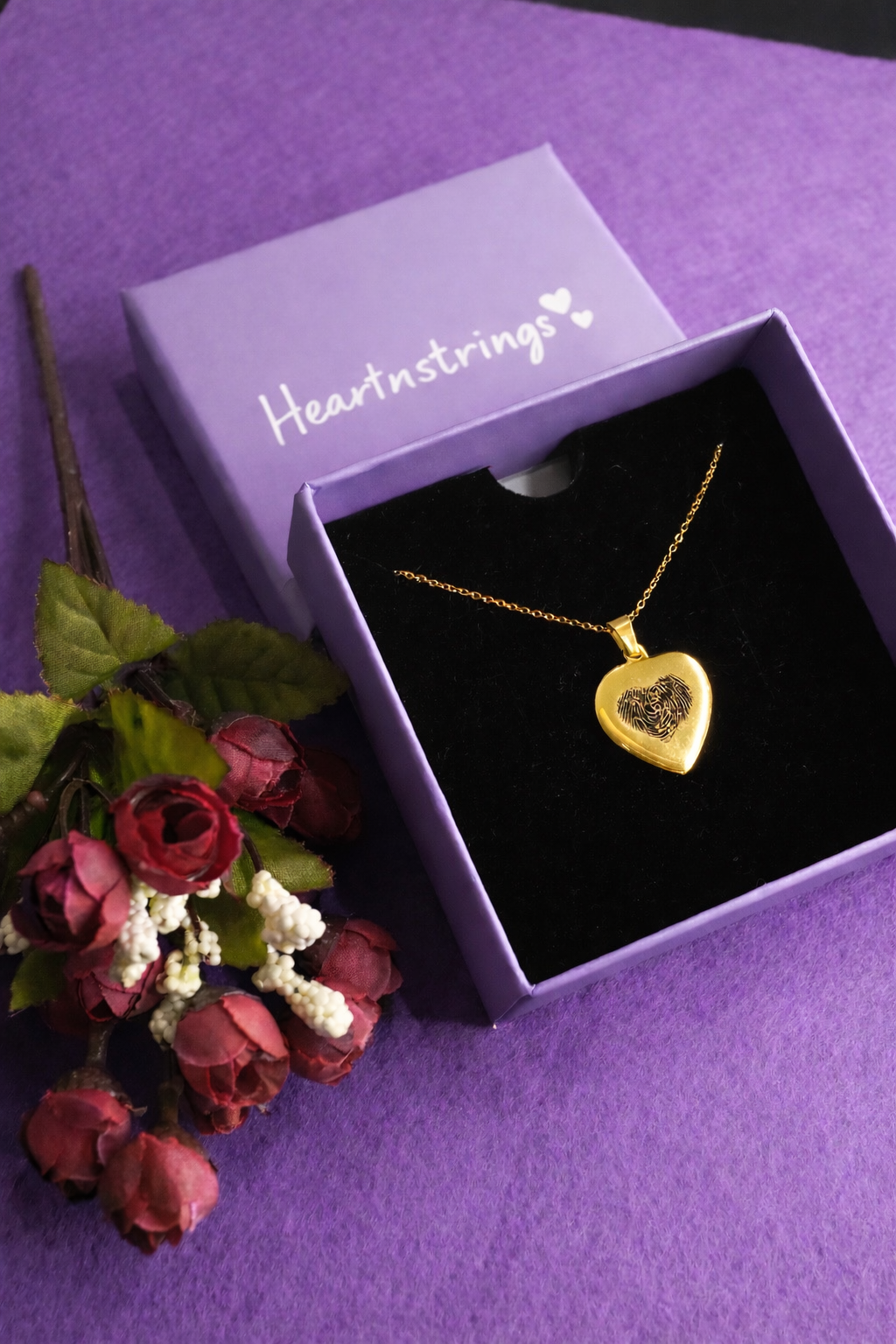 Fingerprint Name Necklace – A Custom Engraved Keepsake of Love - Heart Shape Pendant
