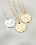 Custom Handwriting Necklace - Round Shape Pendant